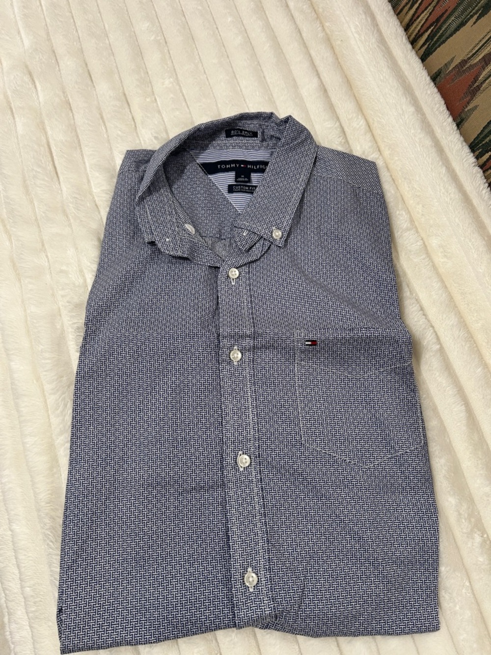 Tommy Hilfiger Navy Micro-Pattern Button-Down Shirt